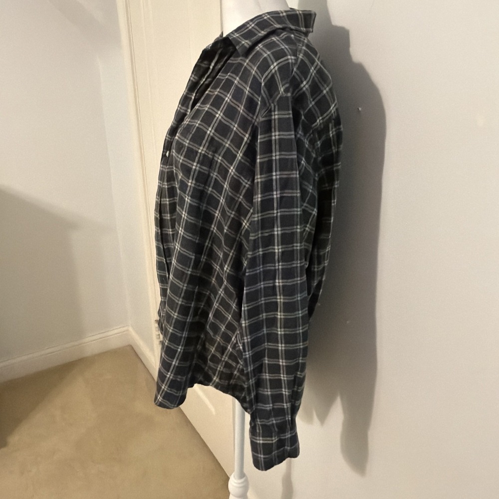 EUC Frank & Eileen Relaxed Button Up Shirt Flannel Dark Gray Plaid Long Sleeve L - Picture 9 of 12